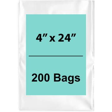 4X24 inches Clear Flat Poly Bags 2Mil Open Top (LDPE)